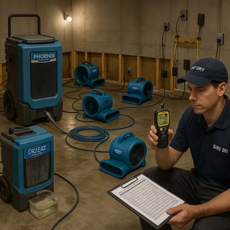 Structural Drying and Dehumidification process in La Vale, MD